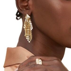 NWT $80 Express Luv AJ Gold w/Crystal Accent Chainmaille Earrings Hypoallergenic